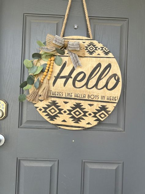 Aztec Wood Sign, Aztec Door Hanger, Boho Door Hanger, Front Door Swag, Welcome Signs Front Door, Wood Wreath, Door Swag, Wooden Door Signs, Door Signs Diy