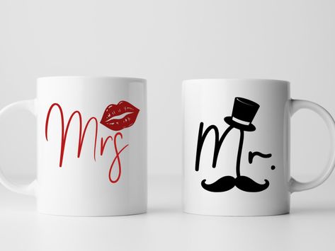 Duo of 12oz or 15oz ceramic mugs ''Mr. and Mrs''. Printing on both sides of the mug.💋🎩 Perfectly nuanced for Mr and Mrs! A beautiful gift to give or to treat yourself ❤️ If you only want Monsieur: https://www.etsy.com/ca-fr/listing/1235663770/tasse-ceramique-o-mr-monsieur If you only want Madame: https://www.etsy.com/ca-fr/listing/1235660446/tasse-ceramique-o-mrs-madame Maintains: - Dishwasher safe. - Microwave safe. *As the item is handmade, there may be minor imperfections. * Please note tha Mr And Mrs Mugs, Monsieur Madame, Mr And Mrs, Ceramic Mugs, Treat Yourself, Ceramic Mug, Dishwasher Safe, Im Not Perfect, Ceramics