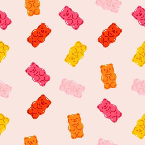 Seamless pattern with colorful gummy bears. Vector graphics. Gummy Bear Doodle, Gummy Bear Clipart, Gummy Bear Icon, Gummy Bear Pattern, Bear Vector, Bear Clipart, Ipad Wallpapers, Bear Illustration, Bear Pictures