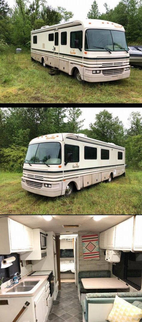 renewed 1995 Fleetwood Bounder RV 32ft camper Bounder Rv Remodel, Fleetwood Bounder Rv Makeover, Repainted Cabinets, Remodeled Rv, Camper Home, Fleetwood Bounder, Fleetwood Rv, Rv Floor Plans, Rv Renovation