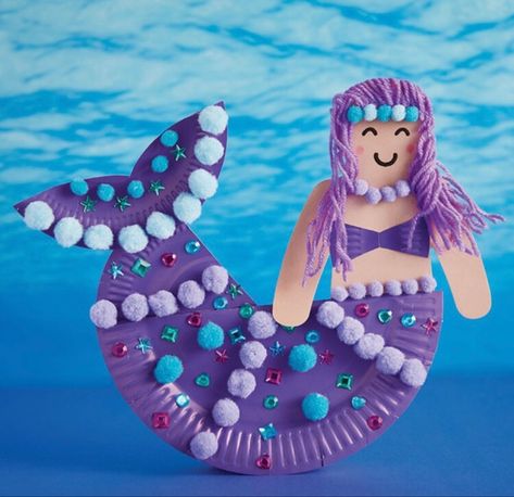 Paper Plate Mermaid Craft, Mermaid Craft Ideas, Mermaid Crafts For Kids, Paper Mermaid, Mermaid Craft, Paper Snowman, Diy Mermaid, Art And Craft Supplies, Mermaid Crafts