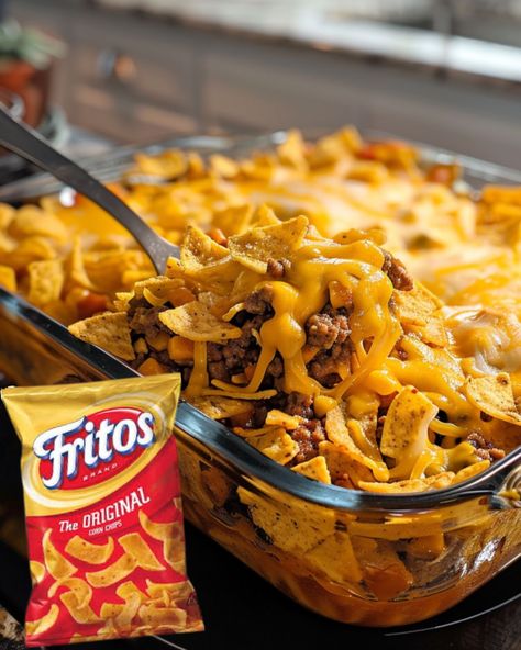 Walking Taco Bake ( Simple Frito Pie ) Taco Bake Fritos, Walking Taco Bake With Fritos, Fritos Taco Bake, Frito Taco Pie, Walking Taco Bake, Frito Pie Recipe, Best Pound Cake Recipe, Walking Taco, Frito Pie