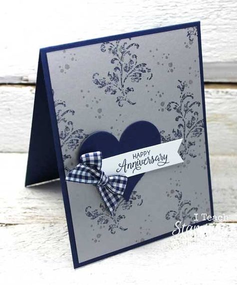 Stampin Wedding Cards, Anniversary Card Stampin Up Husband, Monochromatic Card Ideas, Stampin Up Timeless Textures Cards, Husband Anniversary Card Ideas, Happy Anniversary Stampin Up Cards, Wedding Anniversary Card For Husband, How To Make Anniversary Cards, Happy Anniversary Homemade Cards