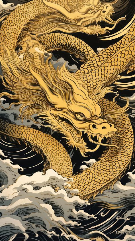 Gold and silver chinese dragons | Premium Photo Illustration - rawpixel Golden Dragon Aesthetic, Gold Dragon Wallpaper, Gold Background Iphone, Chinese Golden Dragon, Naga Snake, Bed Door, Korean Dragon, Chinese Dragon Art, Orange Dragon