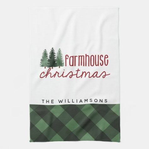 Farmhouse Christmas Country Plaid Family Name Kitchen Towel $16.85 by shabbychicgraphics Christmas Decor Kitchen, Letter Styles Fonts, Cooking Gifts, Christmas Country, Cottage Designs, Linen Kitchen Towels, Kitchen Hand Towels, Gifts For Cooks, Cottage Design