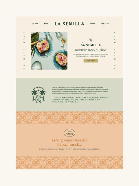 La Semilla Mexican Restaurant branding and web design project creates a modern and inviting space for authentic Mexican #Ecommerce_Website_Layout #Editorial_Web_Design #Latin_Dishes #Playful_Branding Restaurant Website Design, Restaurant Website, Web Design Projects, Website Design Layout, Restaurant Branding, Authentic Mexican, Website Layout, Branding Design Inspiration, Web Layout