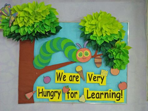 Caterpillar Bulletin Board Worm Classroom Decor, The Hungry Caterpillar Bulletin Board, Insects Bulletin Board Ideas, Caterpillar Bulletin Board Ideas, Insect Bulletin Board Ideas, Hungry Caterpillar Classroom Door, Hungry Caterpillar Classroom Decorations, Hungry Caterpillar Classroom Theme, Bullition Board