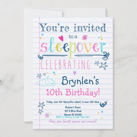 Sleepover Invitation Slumber Party Pajamas Girl | Zazzle.com Slumber Party Pajamas, Girls Pajamas Party, Sleepover Invitation, Pajamas Girl, Slumber Party Invitations, Party Pajamas, Slumber Party Birthday, Sleepover Invitations, Girls Slumber Party