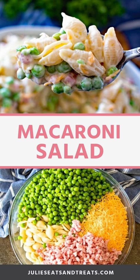 Macaroni Salad With Peas, Party Pasta, Salad With Peas, Classic Macaroni Salad, Sommer Mad, Resep Pasta, Resep Salad, Macaroni Salad Recipe, Cold Pasta Salad