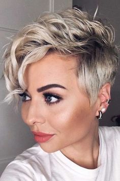 Curly Pixie Haircuts, Longer Pixie Haircut, Human Hair Wigs Blonde, Blonde Pixie Hair, Short Blonde Haircuts, Short Hair Pixie Cuts, Pixie Haircut For Thick Hair, Blonde Pixie Haircut, Blonde Pixie Cuts