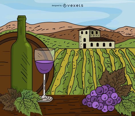 Vineyard estate cartoon illustration #AD , #AD, #Ad, #estate, #cartoon, #illustration, #Vineyard Wine Chateau, Modern Art Sculpture, Wine Vineyards, Business Card Template Psd, Wine Table, Grape Bunch, Paint And Sip, Glass Of Wine, Illustration Vector