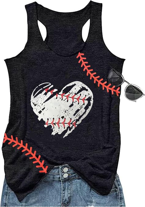 PRICES MAY VARY. Material: Cotton Blend,Comfortable Soft,Breathable Stretchy Fabric Baseball Tank Tops Style:Glitter Baseball Tank Tops for Women,Baseball Mom Tank Tops for Women Teen,Funny Heart Graphic Tee for Women Juniors,Summer Sleeveless Baseball Muscle Tank for Women Baseball Lover, Baseball Fan Great for Beach, Vacation, Running, Workouts Clothes, Daily Wear, Easy To Match With Your Favorite Skinny Jeans or Shorts. Buy This Shirt For Yourself or Gift It To A Friend,Makes A Great Gift For Baseball Mom Tank Top, Baseball Tank, Baseball Tank Top, Baseball Tanks, Tank Tops Summer, Mom Tank Tops, Funny Baseball, Baseball Tee Shirts, Women Baseball