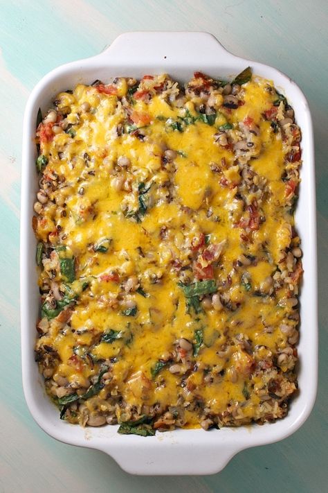 Tex Mex Black Eyed Pea Casserole recipe from RecipeGirl.com #tex #mex #texmex #blackeyedpea #blackeyedpeas #black #eyed #pea #peas #casserole #newyears #newyearsday #lucky #good #luck #goodluck #recipe #RecipeGirl Black Eyed Pea Casserole, Pea Casserole, Black Eyed Peas Recipe, Black Eyed Pea, Stuffing Casserole, Pea Recipes, Broccoli Casserole, Chicken Broccoli, New Year's Day