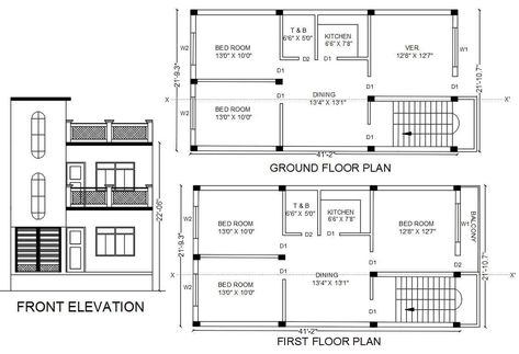 Single Story House Floor Plans, One Floor House Plans, Site Plan Design, Floor Plan With Dimensions, Two Storey House Plans, Front Elevation Design, 20x40 House Plans, Simple Floor Plans, Building Design Plan