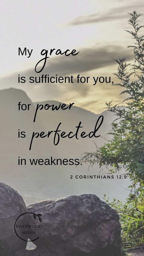 My grace is sufficient for you, for power is perfected in weakness. 2 Corinthians 12:9 Bible Verses Phone Wallpaper, My Grace Is Sufficient, Scripture Wallpaper, Prayer Corner, Bible Verse Background, Bible Doodling, Inspirational Quotes Wallpapers, Ayat Alkitab, Scripture Reading