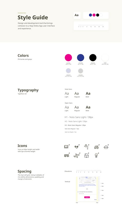 User Design System - Nayi Disha on Behance Style Guide Ui, Web Style Guide, Desain Ux, Font Love, Ui Design Principles, Case Study Design, Style Guide Design, Mobile App Design Inspiration, App Interface Design