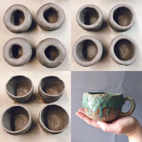 Pinch pot production shots! I fall more and more in love with pinch mugs the more I make them. #wip #productionshot #pottery #pinchpot #mug… Clay Pinch Pots, Pottery Pinch Pot, Ceramic Pinch Pots, Clay Bowls, Pottery Store, Pottery Pots, Beginner Pottery, Pinch Pot, Pottery Workshop