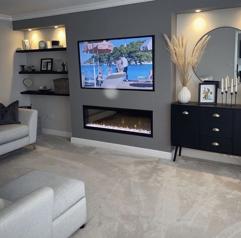 Mounted Tv Ideas Living Rooms, Alcove Ideas Living Room, Transformation Tips, Media Walls, Feature Wall Living Room, Snug Room, Living Room Transformation, Contemporary Living Room Design, Living Room Renovation