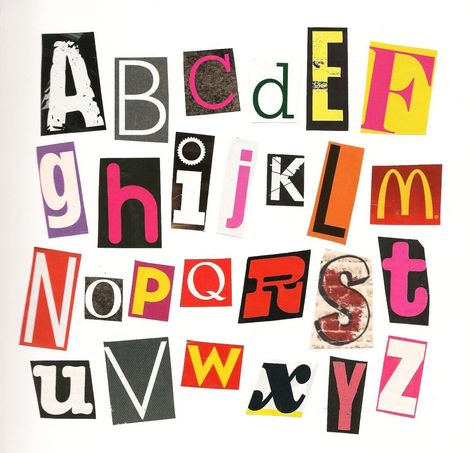 jamie reid - Google Search Letter Aesthetic, Scrapbook Prints, Letras Cool, Nice Notes, Alfabet Font, Letter Collage, Penanda Buku, Funky Fonts, Cut Out Letters