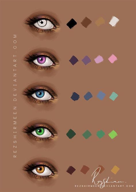 Eyes Color Palette, Color Palette Drawing, Eyes References, Colour Tutorial, Palette Drawing, Colour Eyes, Eye Color Palette, Eye Color Chart, Cat Eye Colors