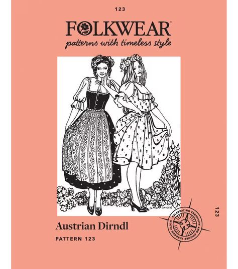 Folkwear 123 Size XS to 3XL Women's Austrian Dirndl Sewing Pattern | JOANN Dress Sewing Pattern, Sewing Projects For Beginners, Craft Store, Diy Homemade, Joanns Fabric And Crafts, Sewing Room, Craft Stores, Dress Patterns, Sewing Pattern