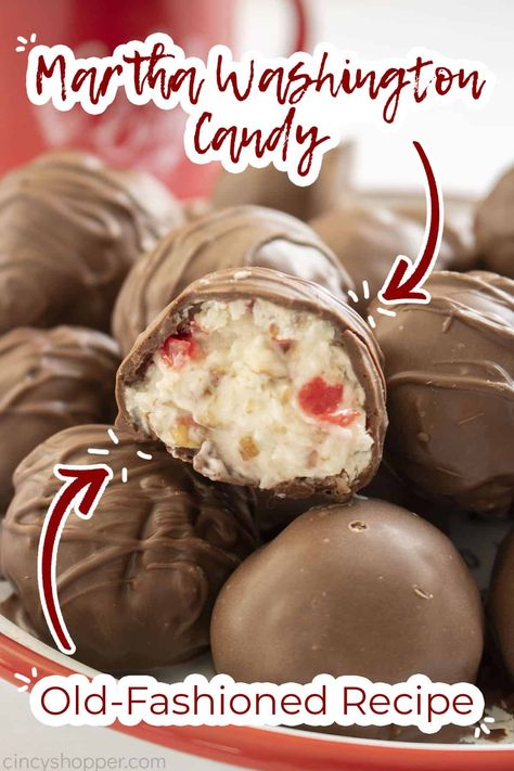 Martha Washington's Candy, Martha Washington Candies, Classic Christmas Candy Recipes, Martha Washington Candy Recipe, Old Fashioned Christmas Candy Recipes, Walnut Candy Recipes, Martha Washington Balls, Old Fashion Christmas Candy, Cherry Mash Candy Recipe