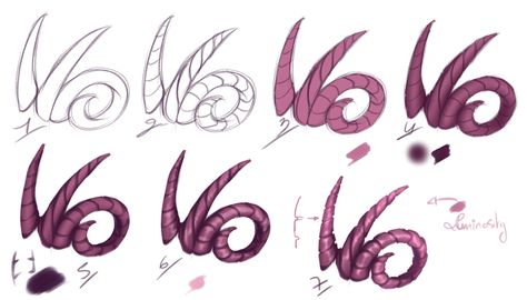 How I paint - Horns by rika-dono on DeviantArt Demon Inspiration, Drawing Dragons, Hair Drawings, Draw Better, Drawing Guides, Photoshop Collage, Beginner Photo Editing, Art Help, Crayon Box