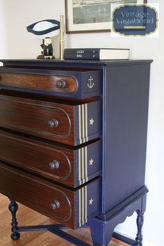 Refurbished Chest, Nautical Dresser, Drawer Detail, Accent Paint, Boy Dresser, Green Dresser, Furniture Fix, Dresser Chest, Blue Furniture