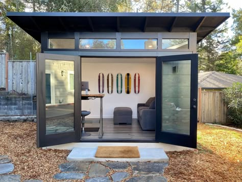 Prefab Backyard Rooms, Studios, Storage & Home Office Sheds | Studio Shed Shed With Bathroom, Cute Shed, Home Office Shed, Backyard Office Shed, Home Art Studios, Prefab Guest House, Gym Shed, Backyard Gym, Office Shed