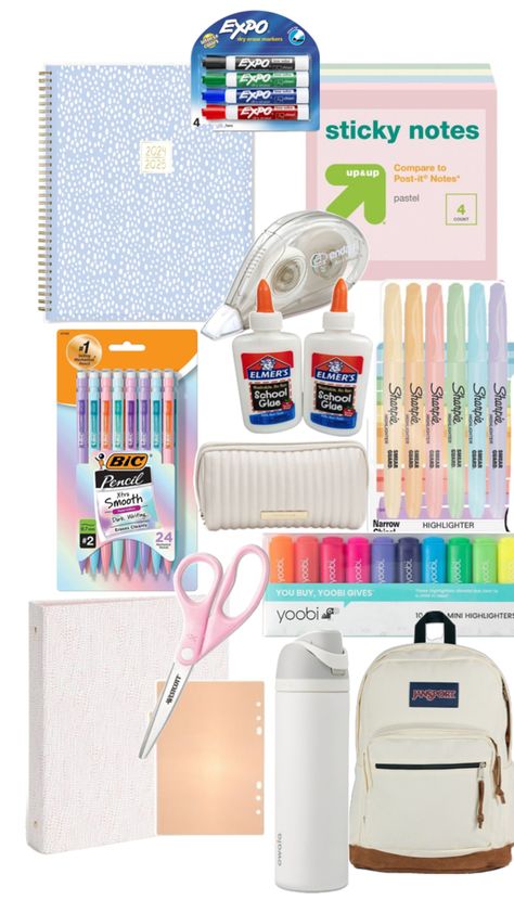 School supplies you need for middle school Middle School Supplies 7th Grade, Middle School Supplies, Aesthetic School Supplies, Aesthetic School, School Glue, 7th Grade, Dry Erase Markers, Intense Colors, Dry Erase