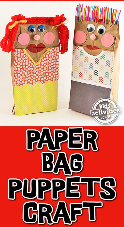 Silly, Fun & Easy Paper Bag Puppets for Kids to Make | Kids Activities Blog Easy Puppets For Kids To Make, Paper Bag Puppets For Kids, Puppets For Kids To Make, Lion Scouts, Make Paper Bag, Easy Paper Bag, Girl Puppets, Puppet Craft, Classic Paper