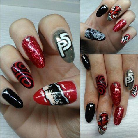 Persona 5 Nails, Anime Nails, Soft Nails, Nail Inspiration, Persona 5, Best Acrylic Nails, Nails Ideas, How To Do Nails, Nails Inspiration