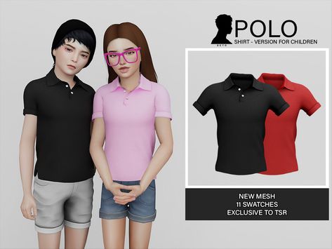 The Sims Resource - Polo (Shirt - Version for Children ) Sims 4 Polo Shirt Cc, Sims 4 Male Clothes, Sims 4 Cc Kids Clothing, 4 Poses, Polo Lacoste, Sims 4 Children, Fitness Top, Sims 4 Toddler, Sims 4 Mods Clothes