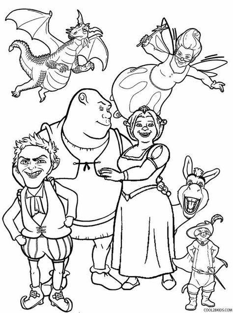 Printable Shrek Coloring Pages For Kids | Cool2bKids Shrek Coloring Pages, Donkey And Dragon, Princess Fiona, Rainbow Canvas, Unique Coloring Pages, Princess Coloring Pages, Coloring Page Ideas, Coloring Pages For Boys, Princess Coloring