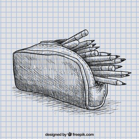 Pencil case Free Vector | Free Vector #Freepik #freevector #school #hand #education #hand-drawn Pencil Case Drawing, Case Drawing Ideas, Case Drawing, Drawing Ideas, Pencil Case, Graphic Resources, Vector Free, Free Download, Pencil