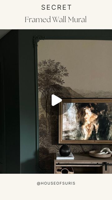 Shweta Pathak | Home Design • DIY on Instagram: "Share & Save for later 🤎🤎

One of my favorite features in our home is this mural wall behind the TV, it adds all the drama and interest to the space even when TV is not on. 

For framing the mural I used @ekenamillwork @homedepot corner molding pieces with similar molding to go along the sides, installed with a nail gun and painted it same color as the wall.. tada a large framed wall art is ready 🙌

What you think of this idea ? Vote below 👇🏻 
.
.
.
.
#diywallmural #wallmural #tvwalldesign #familyroom #familyroomdesign #diy #diyhome 

Wall mural ideas | wall mural | large art ideas | large art | family room makeover | tv wall | tv wall ideas | diy wall Mural" Wall Murals Diy, Large Framed Wall Art, Corner Moulding, Family Room Makeover, Home Design Diy, Tv Wall Design, Family Room Design, Tv Wall, Diy Wall