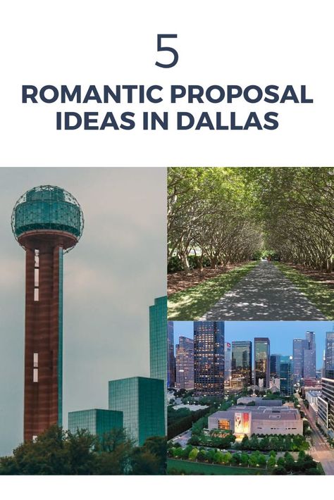 We’ve all heard the saying “Everything’s bigger in Texas,” and your marriage proposal shouldn’t be an exception. Located in the Lone Star State and neighboring Fort Worth, the city of Dallas is a celebrated modern metropolis with a vast canvas of historic and urban scenery. To help you kick off the next phase of your and your sweetheart’s lives together, planning your big day, we’ve scoured the area and compiled 5 of the most romantic proposal ideas in Dallas. #Dallas #DallasProposalIdeas Best Proposal Ideas, Romantic Proposal Ideas, Urban Scenery, Proposal Spots, Best Proposals, Wedding Muslim, Modern Metropolis, Proposal Photos, Romantic Proposal