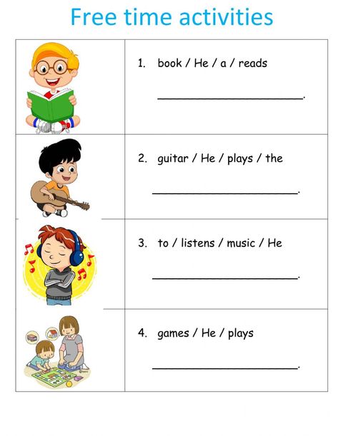 Free time activities ii worksheet Hobbies Worksheet For Kids, Free Time Activities Worksheets, Free Time Worksheets, English Primary School, Compound Words Activities, Phonics Worksheets Free, Reading Comprehension For Kids, Dibujos Toy Story, Free Time Activities