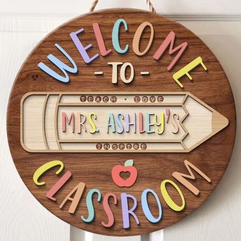 Classroom Decoration, Classroom Decoration Ideas – Teachersgram Teacher Door Signs, Teacher Door Hangers, Fall Ornaments, Welcome Signs Front Door, Door Hanging Decorations, Country Garden Decor, Clever Classroom, Teacher Doors, Elementary Classroom Decor