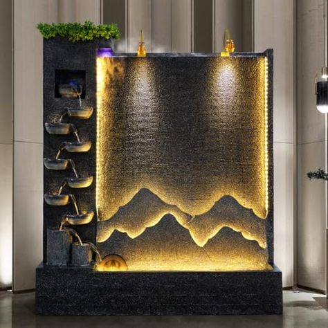 Generic 6.89 Height xRockery Water Fountain, Indoor/Outdoor, Waterfalls Home Decor, Garden, Lawn, Lobby, Entryway, LED Lights, for Home, Office, Hotel, Restaurant, Bar, Balcony, Black Water Fountain Indoor, Led Lights For Home, Fountain Indoor, Bar Balcony, Outdoor Waterfalls, Lights For Home, Home Decor Garden, Garden Lawn, Office Hotel