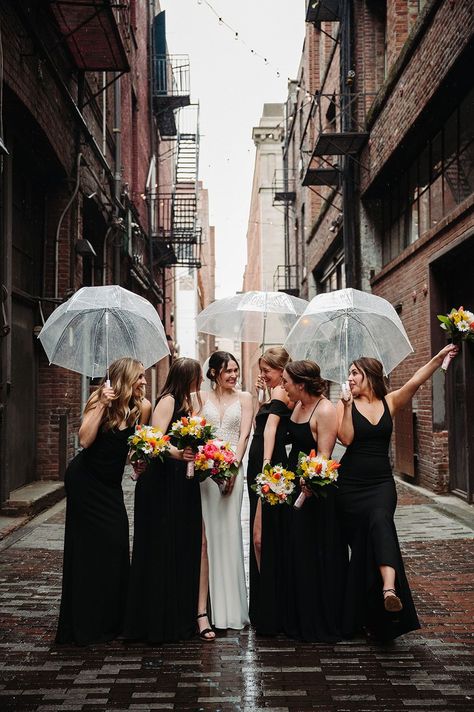 Downtown Wedding Photoshoot in Pioneer Square | Wedding Party Photos | Seattle Photographer | Cam & Jenny’s city wedding photos in Pioneer Square, Seattle were absolutely stunning! See more of romantic wedding bouquet, rainy day wedding pictures, candid wedding photos and documentary style wedding photography. Book Julie for your Seattle wedding or Washington wedding day at soundandseaphotography.com! Rainy Wedding Photos, Elegant Wedding Colors, Pioneer Square Seattle, Seattle Wedding Venues, City Wedding Photos, Seattle Wedding Photography, Downtown Wedding, Groom Pictures, Rainy Wedding