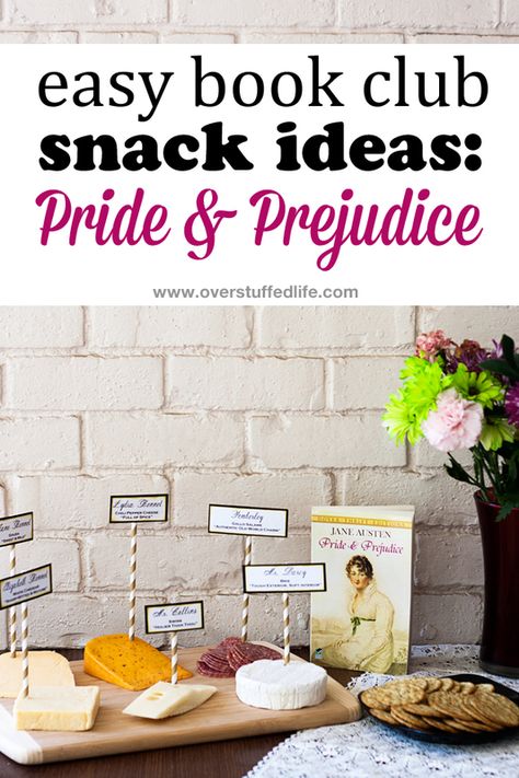 This book club refreshment idea for Pride & Prejudice is GENIUS! So easy, too! (sponsored) Pride And Prejudice Drinks, Pride And Prejudice Book Club Ideas, Pride And Prejudice Food Ideas, Pride And Prejudice Themed Food, Pride And Prejudice Dinner Party, Pride And Prejudice Tea Party Ideas, Pride And Prejudice Party Food, Food From Books, Pride And Prejudice Movie Night