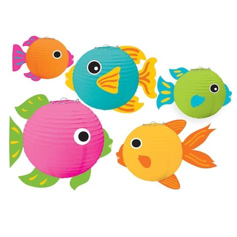 Finding Nemo Theme, Noahs Ark Theme, Fish Lanterns, Paper Fish, Round Paper Lanterns, Fish Crafts, Diy Activities, Lanterns Decor, Paper Lanterns