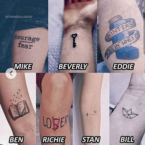 Losers Club. Stephen King Tattoos, Es Pennywise, Stranger Things Tattoo, Club Tattoo, Pennywise The Dancing Clown, King Tattoos, It The Clown Movie, Losers Club, I'm A Loser