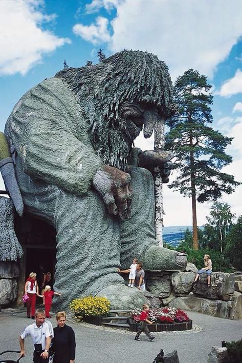 That Troll is 14m tall, wirh a cinema deep inside with movies from the world of Ivo Caprino and the fairytales from Asbjørnsen & Moe. There' also exhibits (?)/display of all of Ivo's dolls from the fairytails, and a big Troll-restaurant with traditional Norwegian foods inside :) Beautiful Norway, Scandinavian Countries, Visit Norway, Norway Travel, Tromso, Beautiful Places In The World, Most Beautiful Places, Scandinavia, Dream Vacations