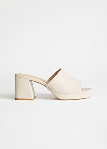 Beige Sandals Heels, White Mules, Random Fashion, Beige Heels, Platform Mules, Leather Heels Sandals, Shoe Inspiration, Buckled Heels, Strappy Sandals Heels