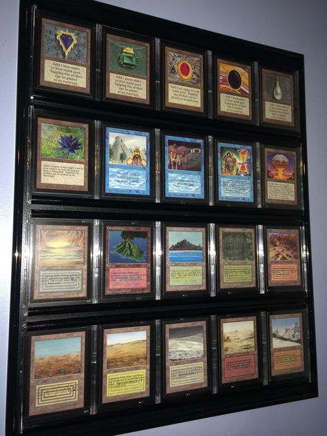 Magic the Gathering Power 9 and Duel Land Collector's Edition Display Magic The Gathering Card Display, Magic The Gathering Display, Magic The Gathering Storage, Mtg Display, Mini Figure Display, House Aesthetics, Nerd Room, Fun Room, Cards Display