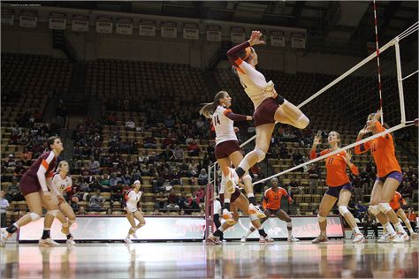 2012.10.02. Volleyball. Clemson at Virginia Tech. Clemson Volleyball, Virginia Tech Hokies, Clemson University, College Experience, Clemson Tigers, Virginia Tech, Tigers, Volleyball, Basketball Court