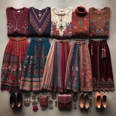 Dress Only Wardrobe, Vintage Autumn Aesthetic Outfits, Plantcore Outfits, Witch Winter Outfits, Woodland Aesthetic Outfit, Boho Cottagecore Outfits, Kitchen Witch Outfit, Muted Clothes, Waldorf Aesthetic Outfit