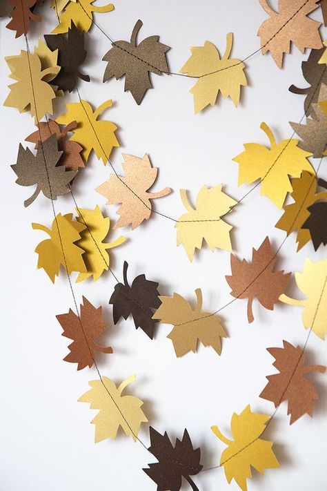 Autumn Wall Decor, Autumn Garland, Thanksgiving Garland, Bunting Wedding, Cheap Fall Decor, Autumn Craft, Garland Wedding Decor, Fall Leaf Garland, Thanksgiving Decorations Diy